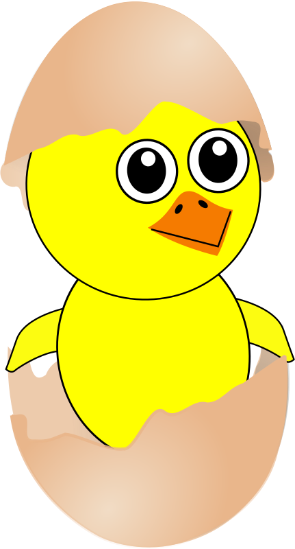 Clipart - Funny Chick Cartoon Newborn Coming Out from the Egg with ...