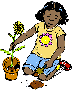 Planting Flowers Humorous Clipart