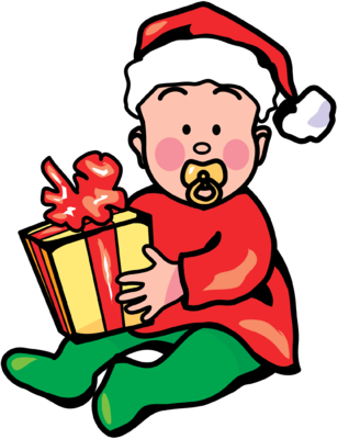 Image: Christmas Baby with Gift Image | Christart.com