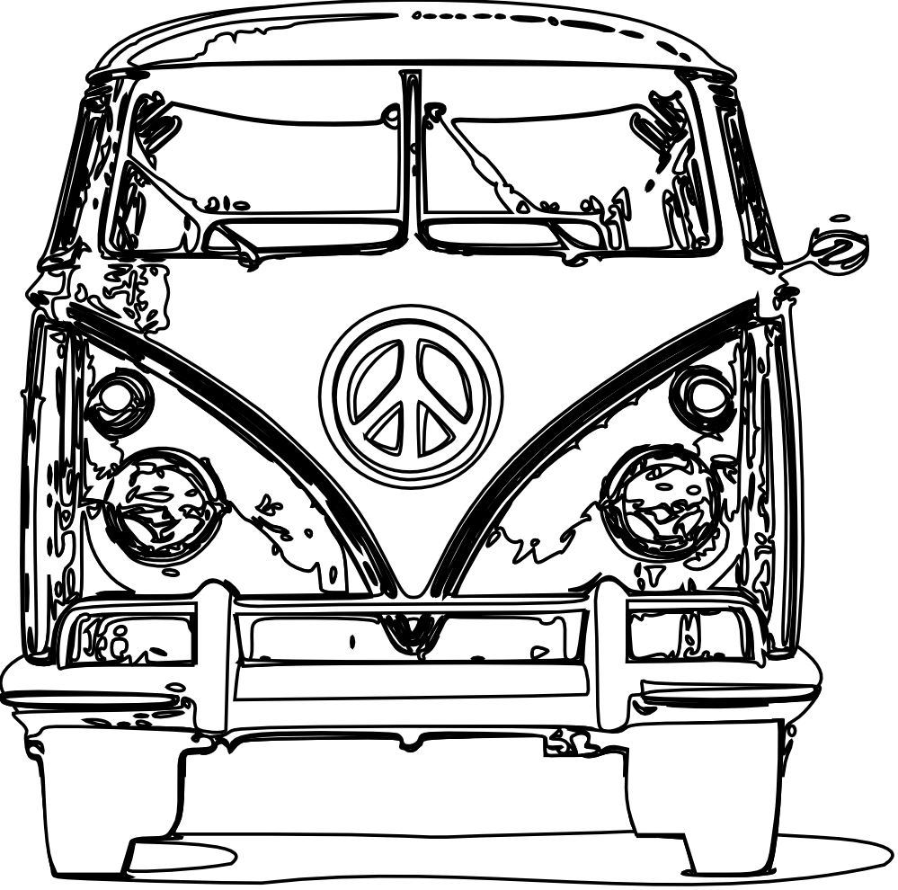 Vw Bus Bulli Black White Line Art Scalable Vector Graphics SVG ...