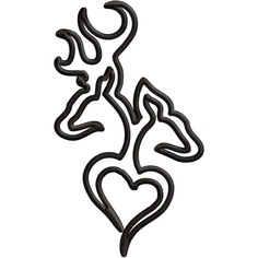 Browning Buck & Doe Heart Vinyl Car Window Decal 5.5"h x 3.5"w - ANY …