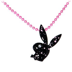 Playboy Bunny Paint Splatter Pink Charm Necklace: Jewelry