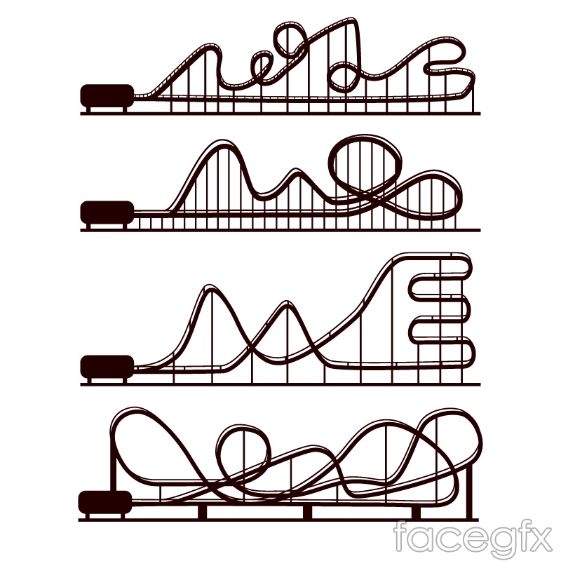 4 roller coaster silhouettes vector – Over millions vectors, stock ...