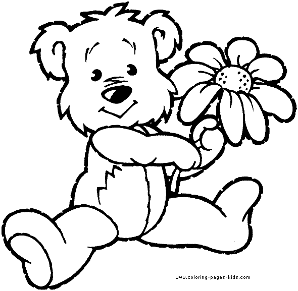 kids coloring pages bears bears coloring page bear with a flower ...