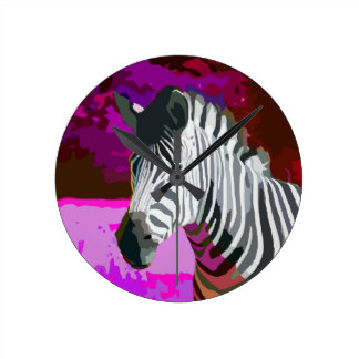 Purple Zebra Wall Clocks | Zazzle