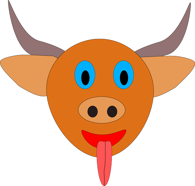 ANIMALS, HEAD, CARTOON, FARM, MAMMALS, BULL, HORNS - Public Domain ...