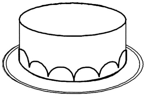 Clipart cake black and white no candle - ClipartFox