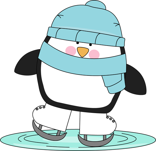 Penguin ice skating clipart