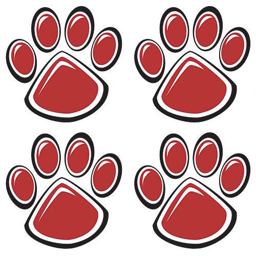 Maroon Paw Prints Temporary Tattoos - Stumps