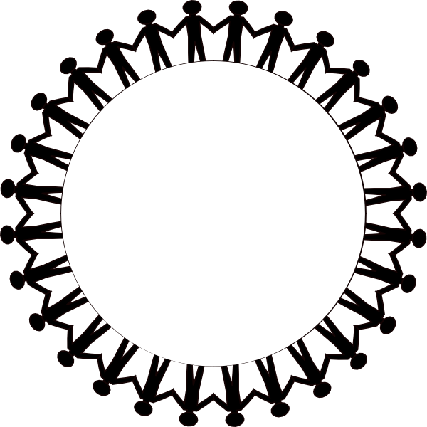 People holding hands in a circle clipart