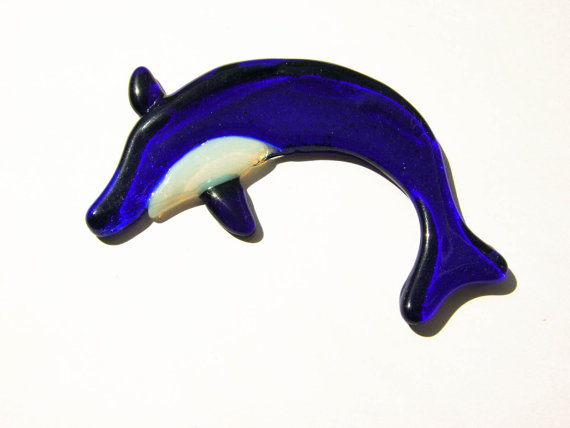 Fused glass dolphin Glass whale Dolphin wall by PlayTheGlass
