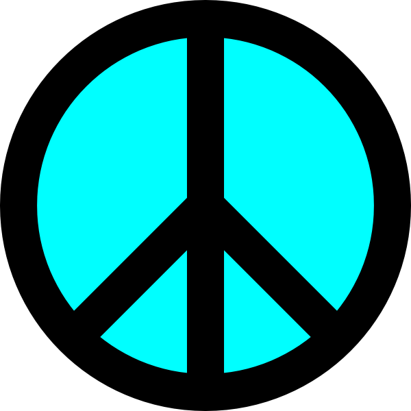 Black And Turquoise Peace Symbol Clip Art - vector ...