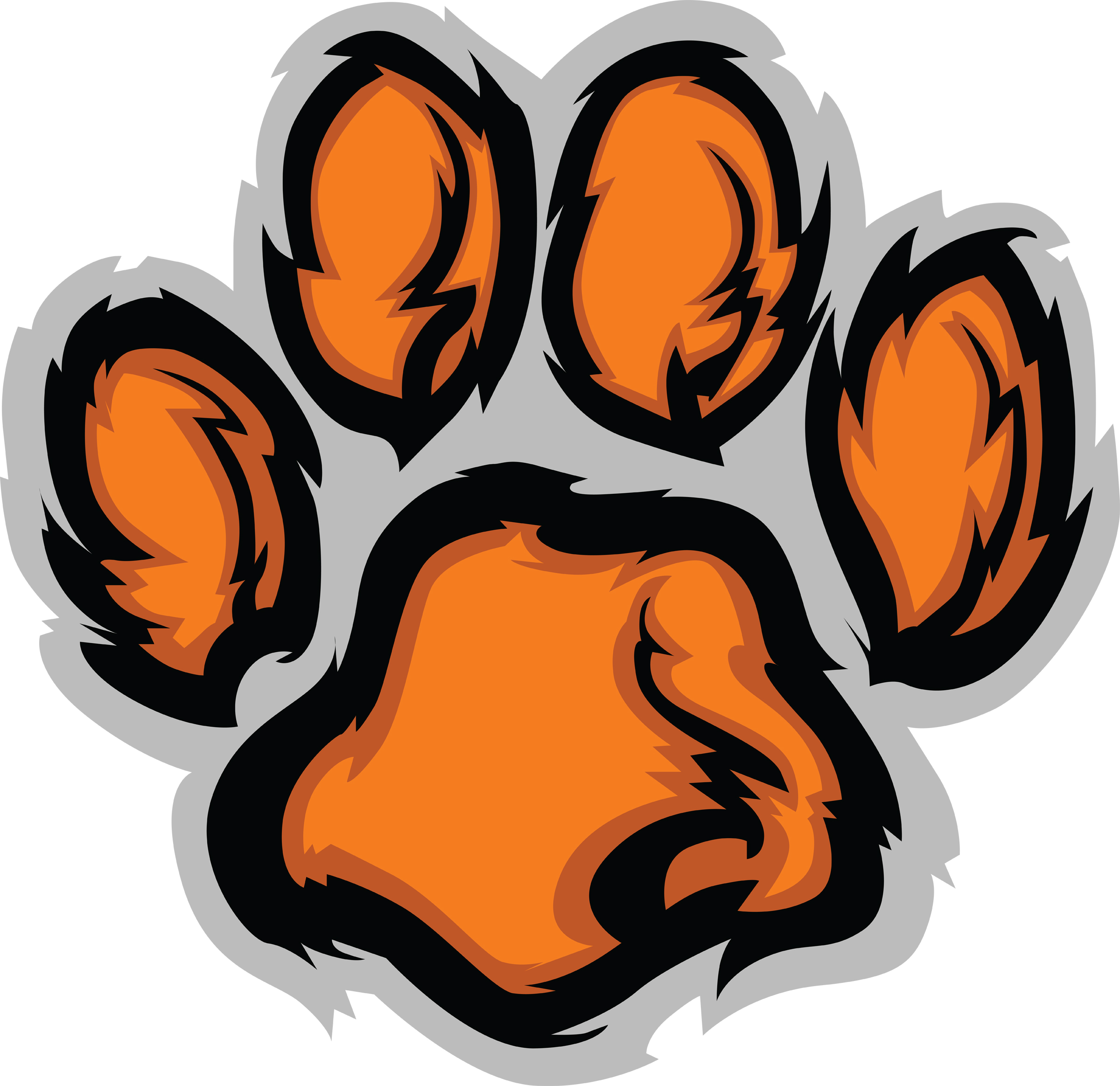 Clemson Tiger Paw Stencil | Free Download Clip Art | Free Clip Art ...