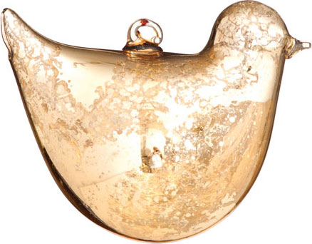 Gold Mercury Glass Bird Ornament (baby bird design)