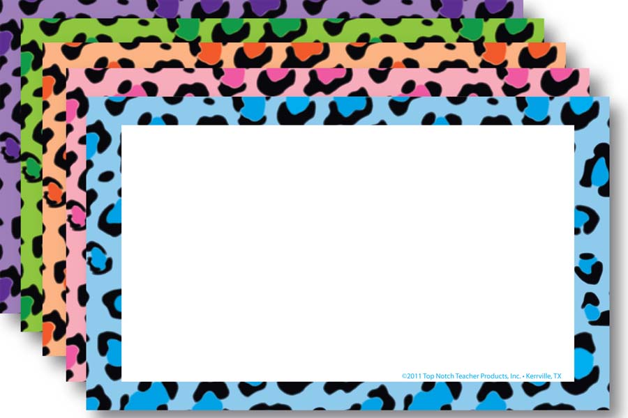 Border Index Cards, 3 x 5 Blank, Multi-colored Leopard [TNT3684 ...