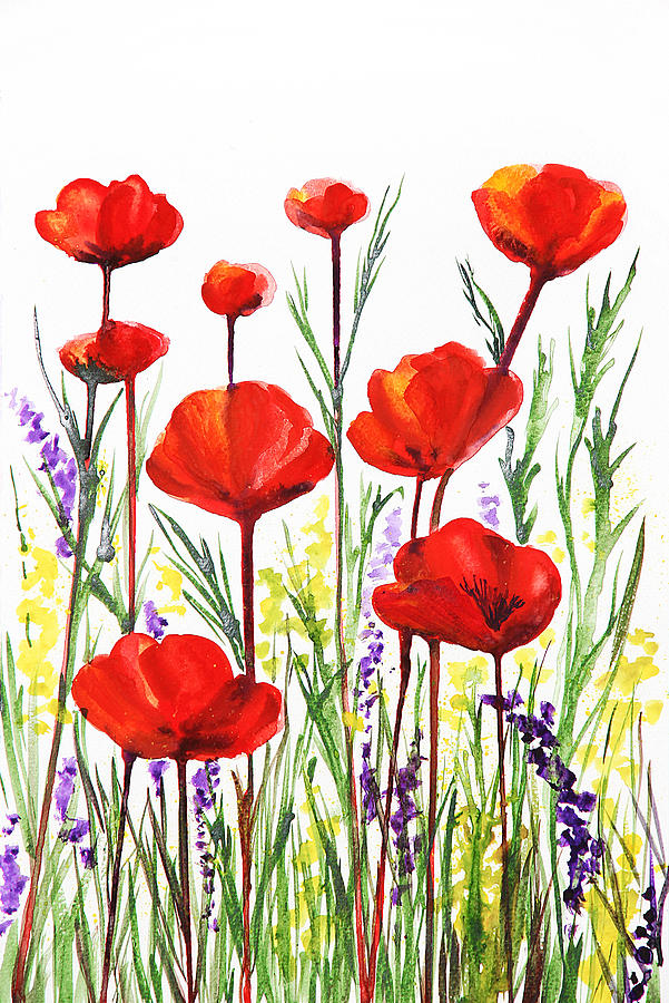 Poppies And Lavender Painting by Irina Sztukowski - Poppies And ...