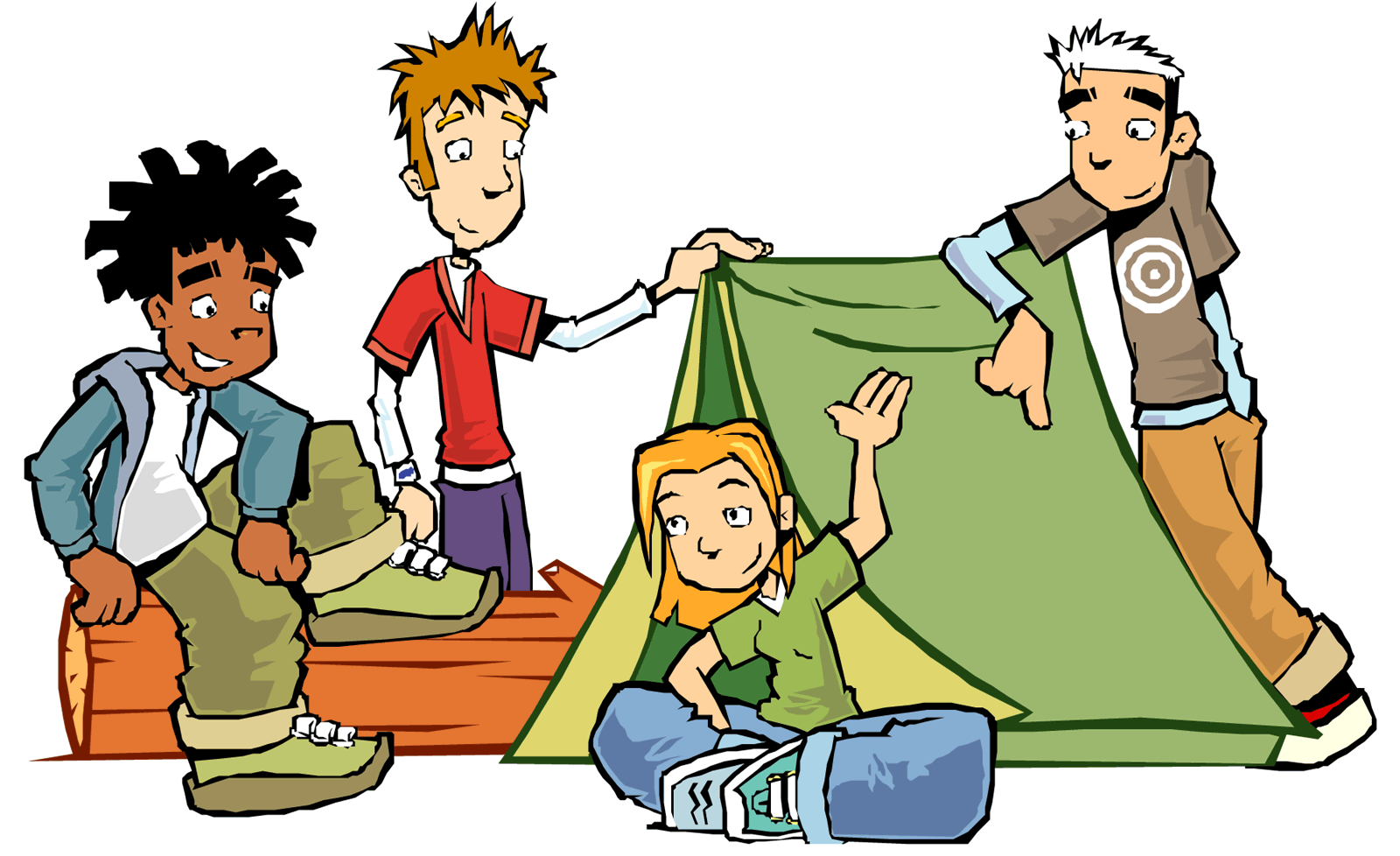 Little kids camping clipart