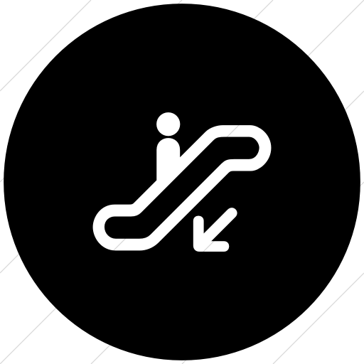 AIGA Escalator Down Icon Â» Style: Flat Circle White On Black