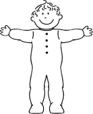 kids in pajamas clipart black and white