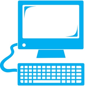 Computer Clipart Image - Blue Computer Monitor And Keyboard