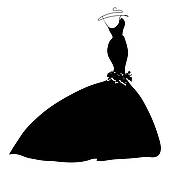 Bridal Dress Silhouette Clipart