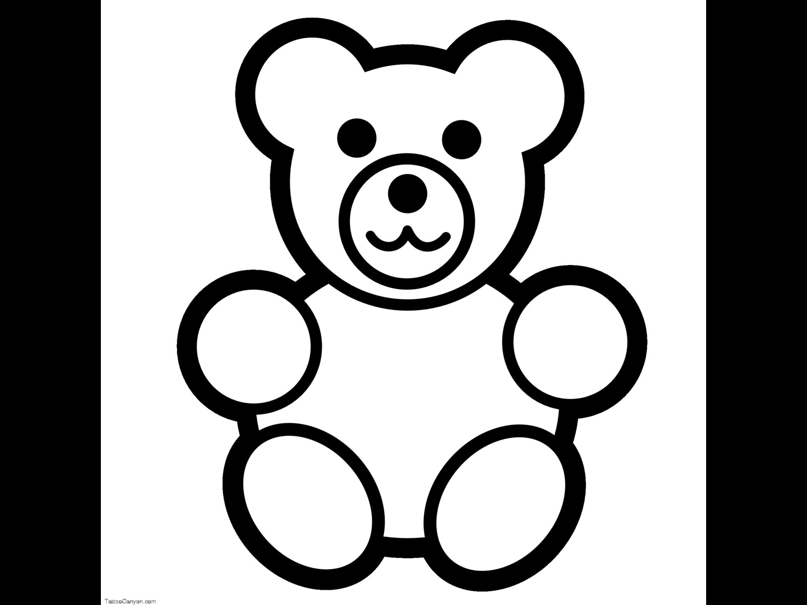 Teddy Bear Icon Black White Line Art Tatoo Tattoo Coloring Book ...