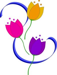 Tulips Clipart Image - Pretty tulip flowers of different colors