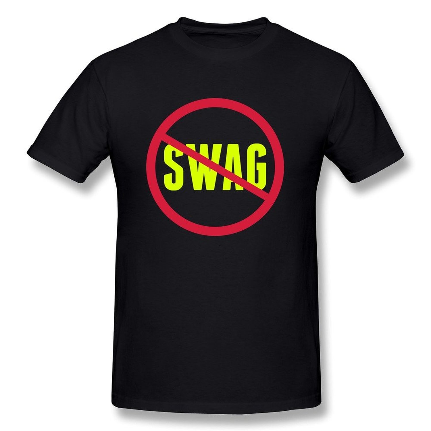 SusanMarket Men's No Swag Style Cotton Round Collar T Shirt, Black ...