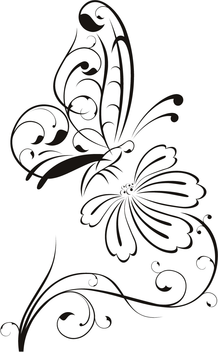 Flowers And Butterflies Drawings With Bows - ClipArt Best