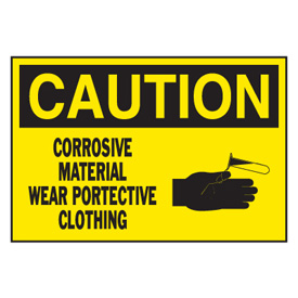 Corrosive Material Wear Protective Clothing Caution Labels | Seton ...