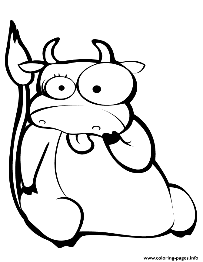 Print cute cartoon cow Coloring pages Free Printable