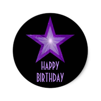 Happy Birthday In Purple Stickers | Zazzle