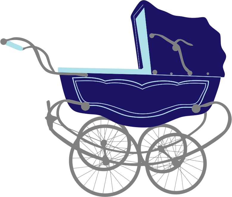 Clipart - Vintage Blue Baby Stroller Carriage