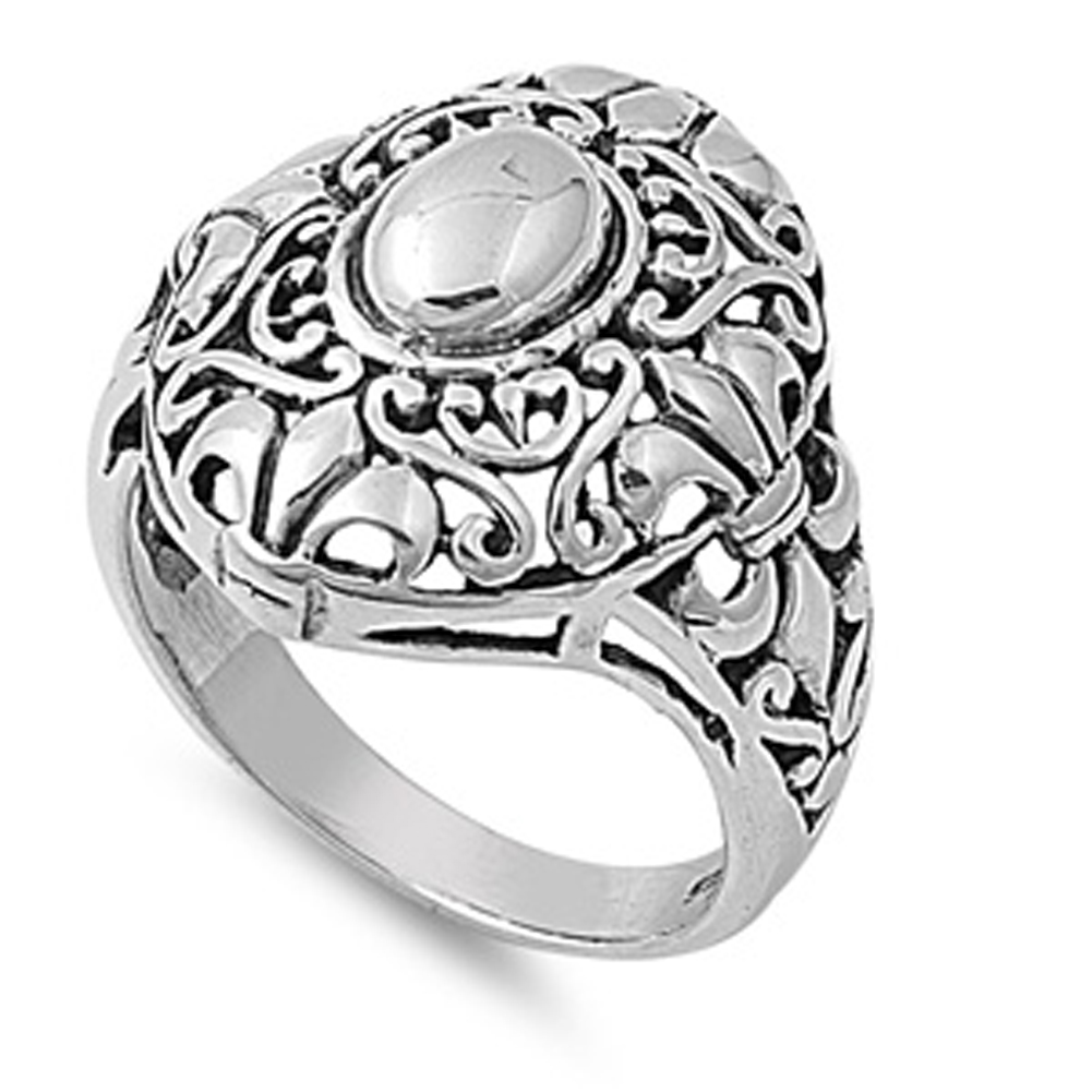 Sterling Silver Womans Celtic Fleur de Lis Ring Fashion Band 22mm ...