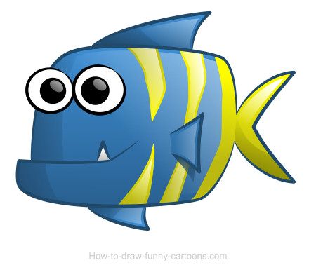 Cute cartoon fish with colorful stripes and a tiny inoffensive ...