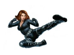 Superhero black widow black and white clipart