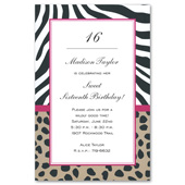 Zebra Print Invitations, Animal Print Invitations