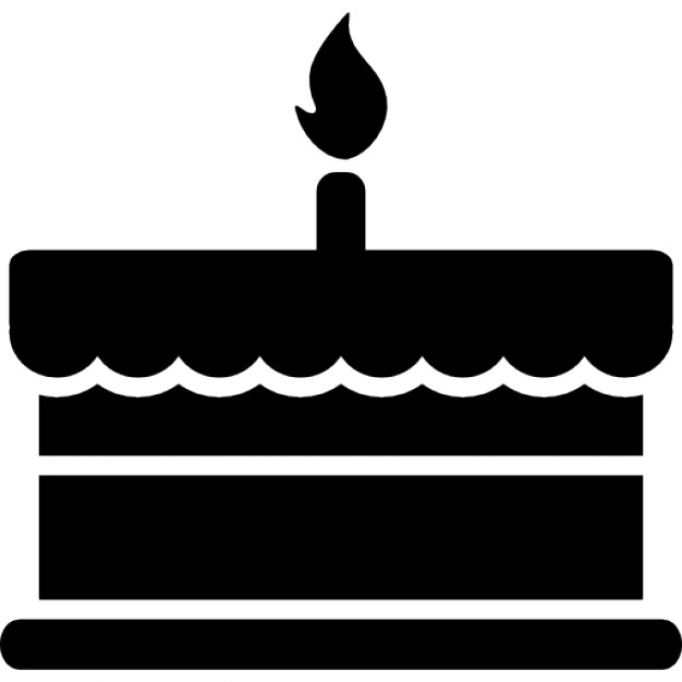Birthday cake with one burning candle Icons | Free Download