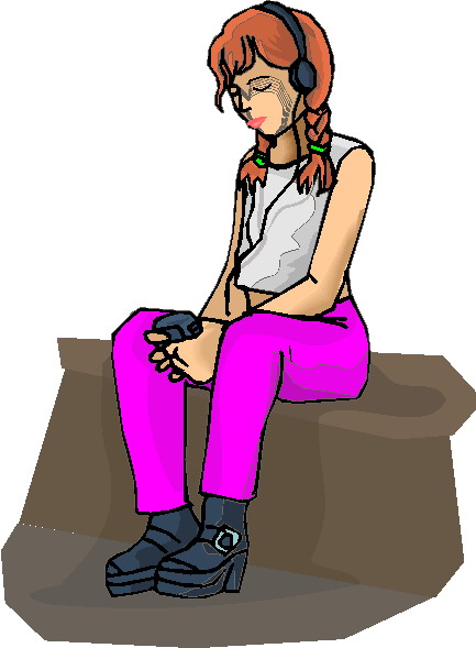playing video games and listening to music clipart