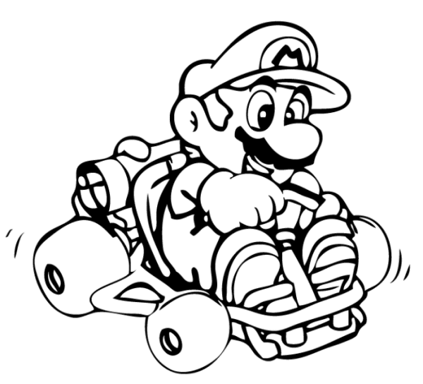 Mario Kart Mario Driving Coloring Page - Boys Coloring Pages ...