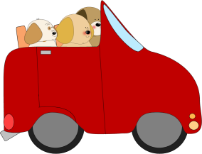 Dog in a car clipart