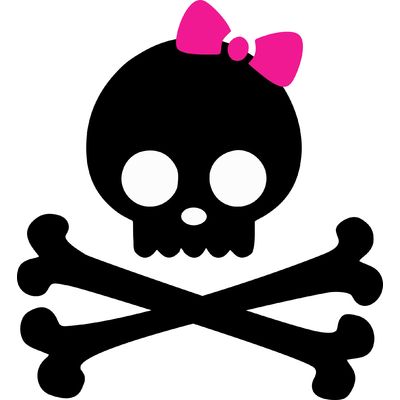 Skulls and Bones Iron On with Pink Bow | Baby N Toddler