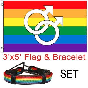 Double Male Symbol - Rainbow Gay Pride Flag - LGBT ...