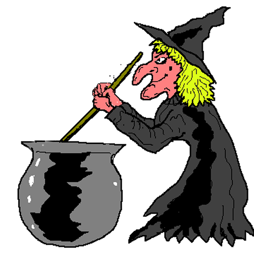 Free Witch Stirring Her Cauldron Clip Art