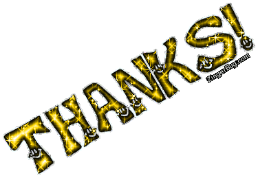 Thanks Yellow Smiley Glitter Text Glitter Graphic Comment