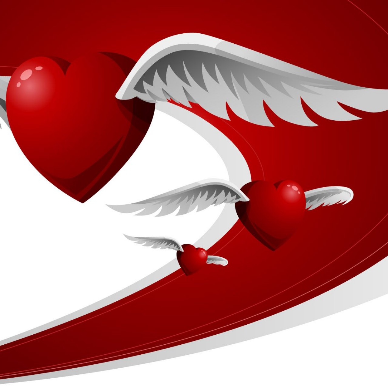 Valentine Hearts With Wings | Wallpapers Design