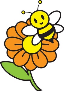 Honey Bee Clipart Image - Honey bee pollinating a flower in spring ...