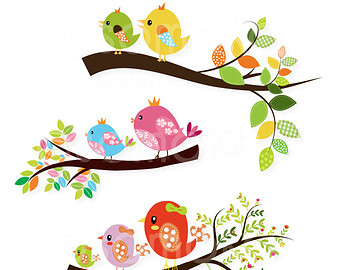 New Design Tree and Birds Digital Clip Art Set Personal by somoka