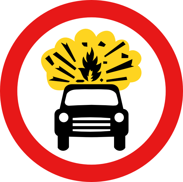 Road Signs Car Explosion Kaboom clip art Free Vector