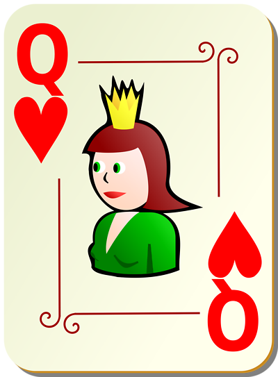 Playing card queen of hearts clipart cute